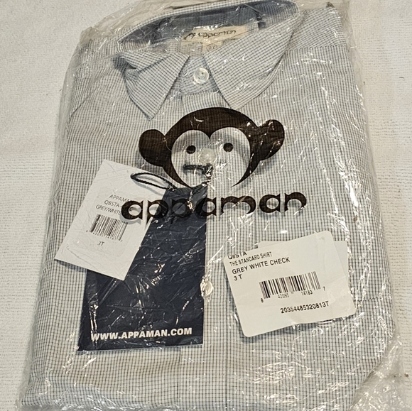 Appaman Standard Oxford Button Up Dress Shirt, Gray/White Check, Size 3T, NEW! - Picture 5 of 5